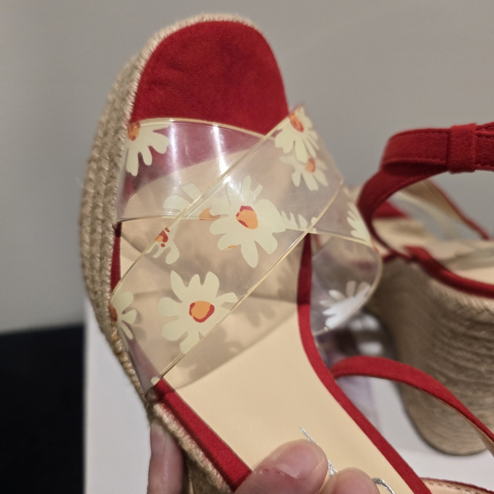Jessica Simpson Red Wedge Sandals - Picture 7 of 9